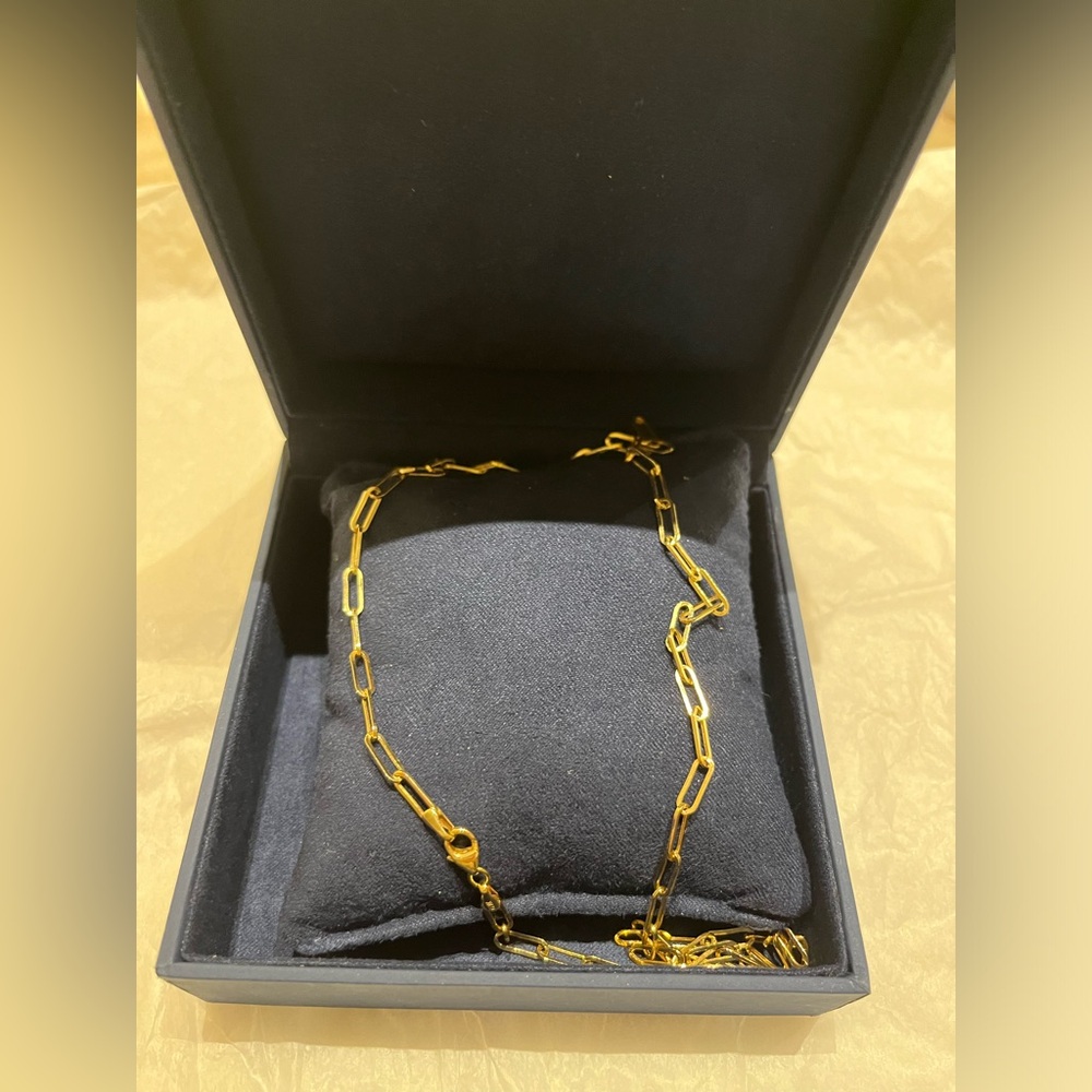 14K paper clip gold chain necklace